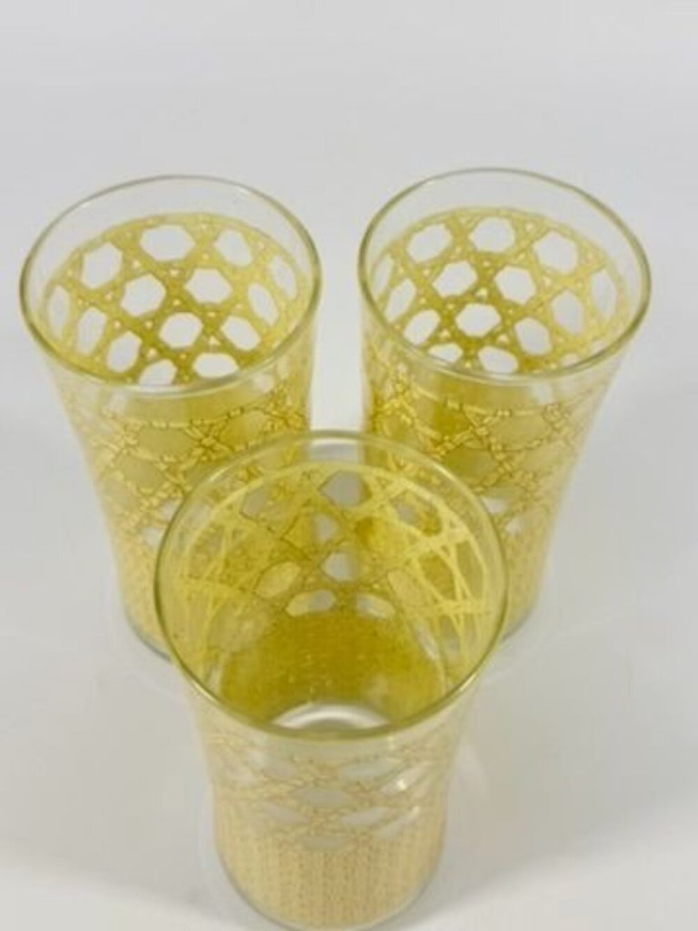 Drinking Ice Tea Water Glasses Set 3 Libbey Woven Cane Rattan Bamboo Vintage - Picture 12 of 14